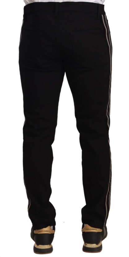 Dolce & Gabbana - Heraldic Embroidered Slim Fit Black Jeans