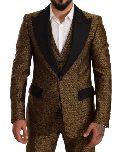 Dolce & Gabbana - Elegant Yellow Patterned Three-Piece Suit