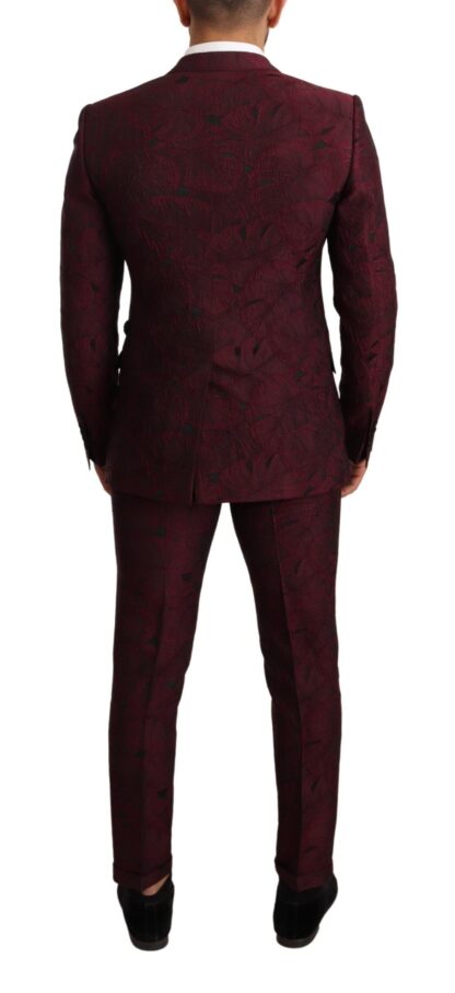 Dolce & Gabbana - Elegant Maroon Leaf Pattern Two-Piece Suit