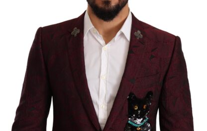 Dolce & Gabbana - Elegant Maroon Leaf Pattern Two-Piece Suit