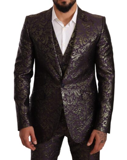 Dolce & Gabbana - Exquisite Purple Brocade Three Piece Suit