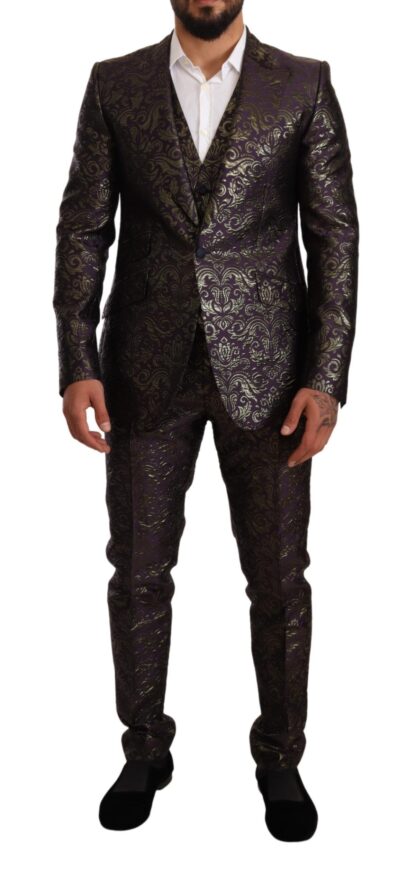 Dolce & Gabbana - Exquisite Purple Brocade Three Piece Suit