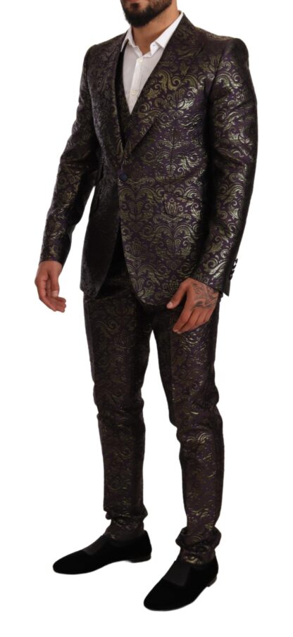 Dolce & Gabbana - Exquisite Purple Brocade Three Piece Suit