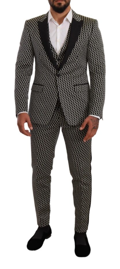 Dolce & Gabbana - Elegant Martini Black Check Three-Piece Suit