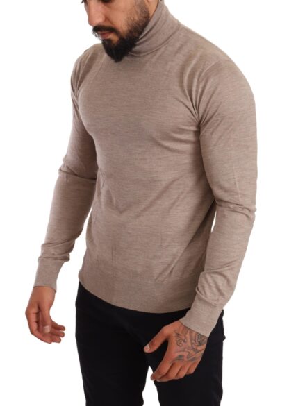 Dolce & Gabbana - Beige Turtleneck Cashmere-Silk Blend Sweater