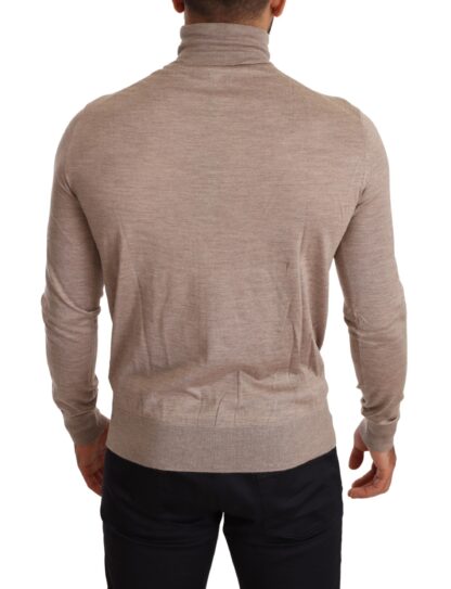 Dolce & Gabbana - Beige Turtleneck Cashmere-Silk Blend Sweater