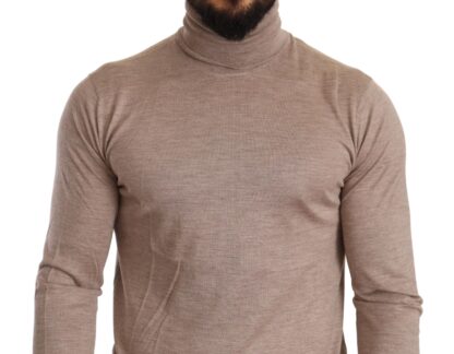 Dolce & Gabbana - Beige Turtleneck Cashmere-Silk Blend Sweater