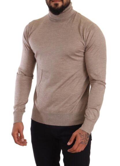 Dolce & Gabbana - Beige Turtleneck Cashmere-Silk Blend Sweater