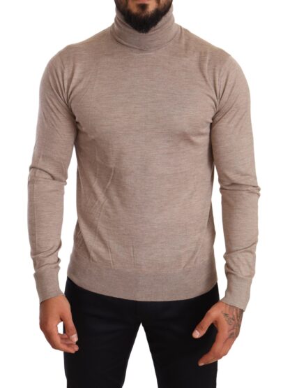 Dolce & Gabbana - Beige Turtleneck Cashmere-Silk Blend Sweater