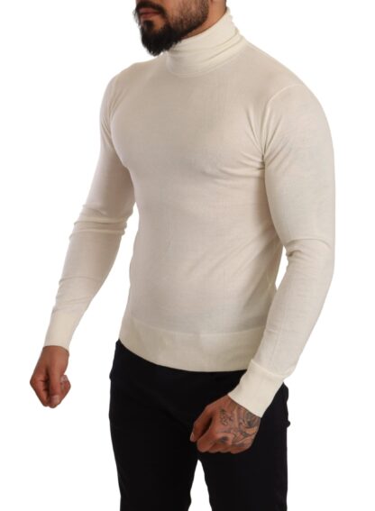 Dolce & Gabbana - Ivory Cashmere-Silk Blend Turtleneck Sweater