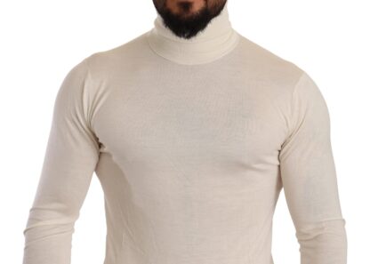 Dolce & Gabbana - Ivory Cashmere-Silk Blend Turtleneck Sweater