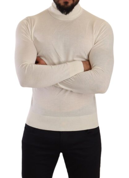 Dolce & Gabbana - Ivory Cashmere-Silk Blend Turtleneck Sweater