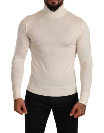 Dolce & Gabbana - Ivory Cashmere-Silk Blend Turtleneck Sweater