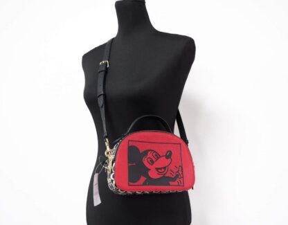 COACH - Mickey Mouse X Keith Haring Serena Pebble Leather Satchel Handbag