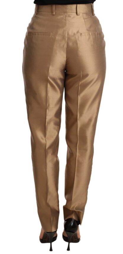 Dolce & Gabbana - Elegant Tapered Silk Trousers in Gold