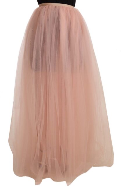 Dolce & Gabbana - Elegant Pink Mesh Pleated Floor-Length Skirt