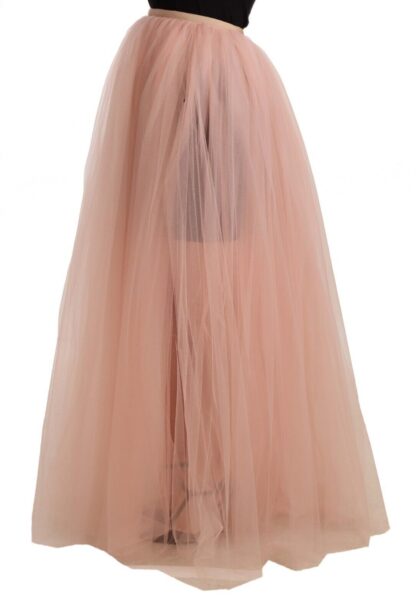 Dolce & Gabbana - Elegant Pink Mesh Pleated Floor-Length Skirt