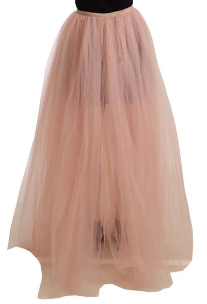 Dolce & Gabbana - Elegant Pink Mesh Pleated Floor-Length Skirt