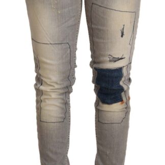 Acht - Beige Cotton Slim Fit Chic Jeans