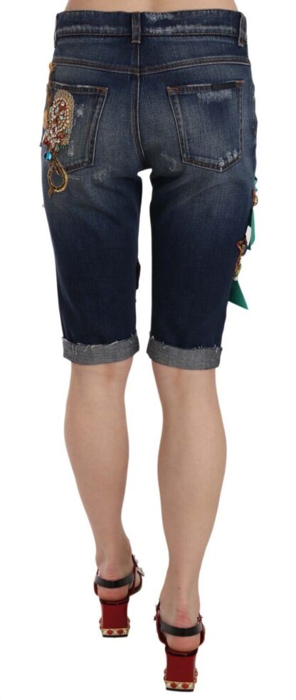 Dolce & Gabbana - Elegant Knee-Length Embellished Denim Shorts