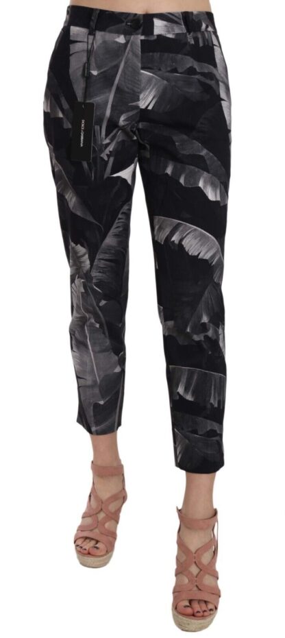 Dolce & Gabbana - Elegant Black Banana Leaf Print Capri Pants