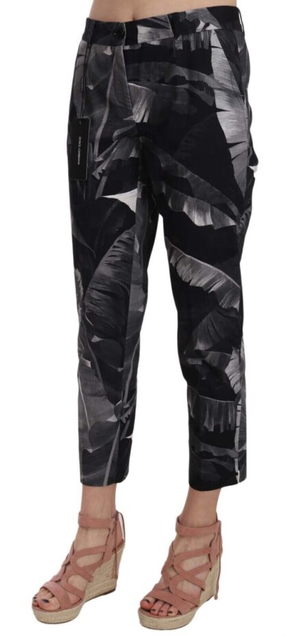 Dolce & Gabbana - Elegant Black Banana Leaf Print Capri Pants