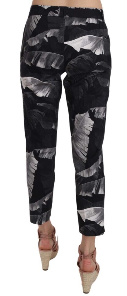 Dolce & Gabbana - Elegant Black Banana Leaf Print Capri Pants