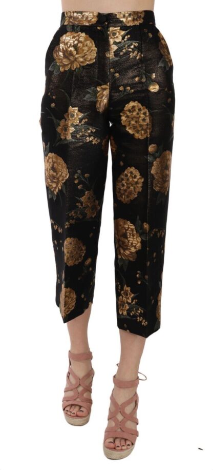 Dolce & Gabbana - Opulent Black and Gold Floral Capri Pants