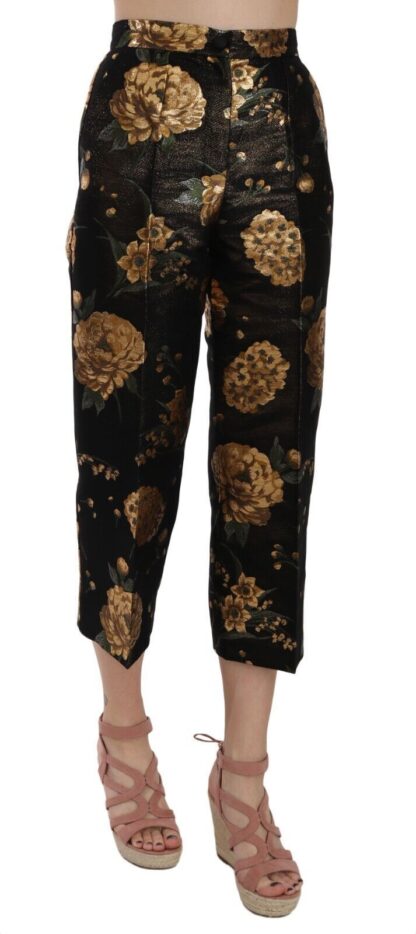 Dolce & Gabbana - Opulent Black and Gold Floral Capri Pants