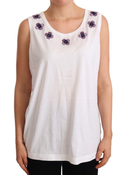 Dolce & Gabbana - Floral Trim Logo Tank Top in White