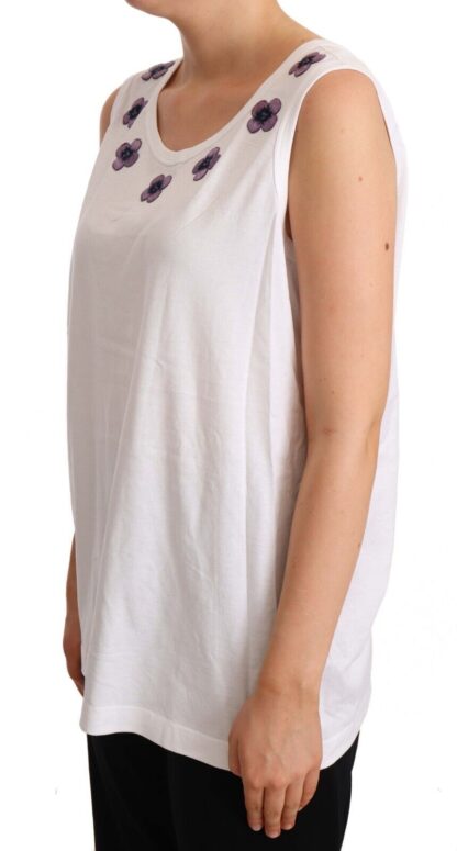 Dolce & Gabbana - Floral Trim Logo Tank Top in White