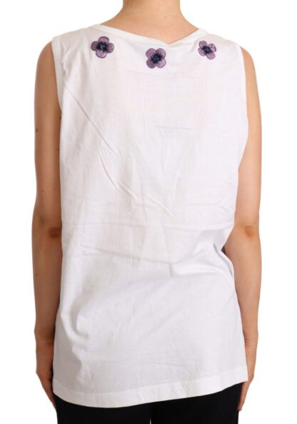 Dolce & Gabbana - Floral Trim Logo Tank Top in White