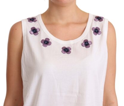 Dolce & Gabbana - Floral Trim Logo Tank Top in White