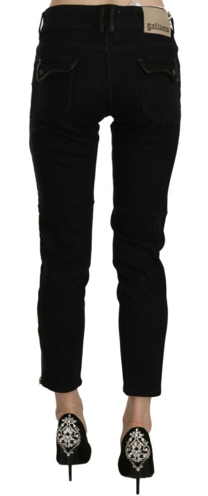 John Galliano - Chic Black Mid Waist Slim Cropped Jeans