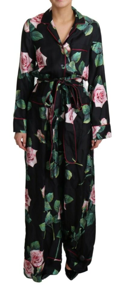 Dolce & Gabbana - Elegant Silk Jumpsuit with Rose Print