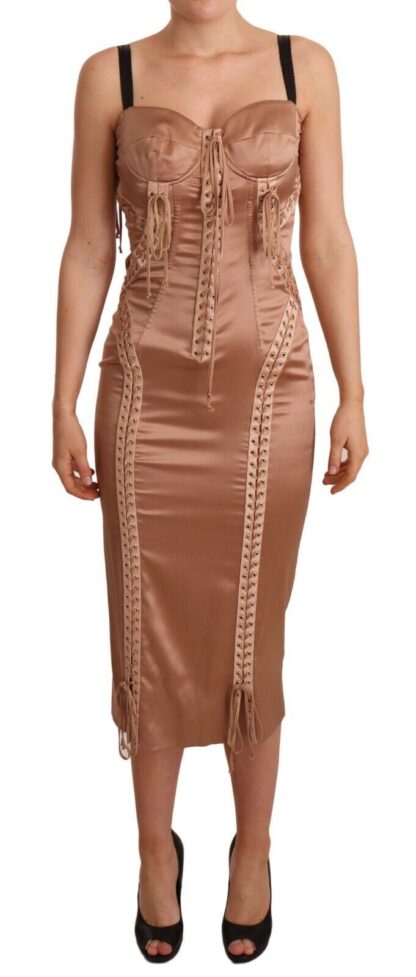 Dolce & Gabbana - Elegant Nude Corset Midi Dress