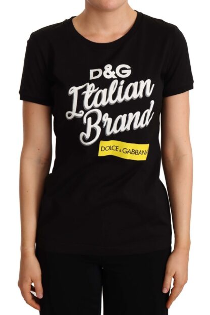 Dolce & Gabbana - Elegant Black Cotton Tee with Vibrant Logo