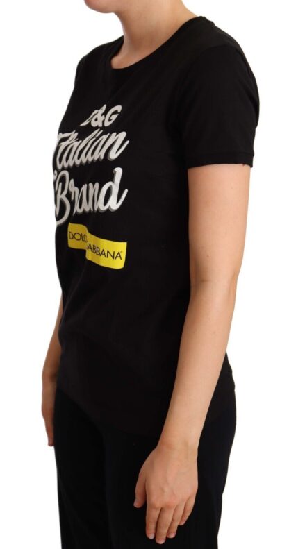 Dolce & Gabbana - Elegant Black Cotton Tee with Vibrant Logo