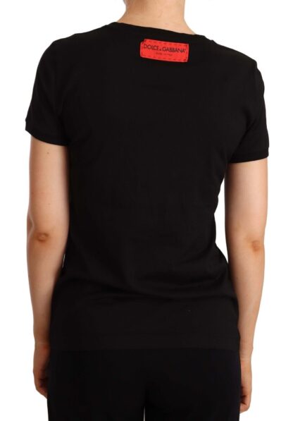 Dolce & Gabbana - Elegant Black Cotton Tee with Vibrant Logo