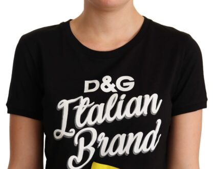 Dolce & Gabbana - Elegant Black Cotton Tee with Vibrant Logo