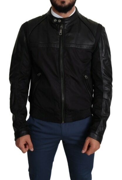 Dolce & Gabbana - Elegant Black Bomber with Leather Accents