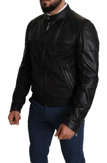 Dolce & Gabbana - Elegant Black Bomber with Leather Accents