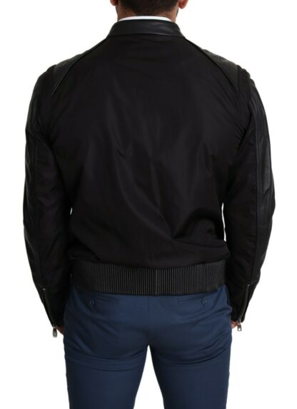 Dolce & Gabbana - Elegant Black Bomber with Leather Accents