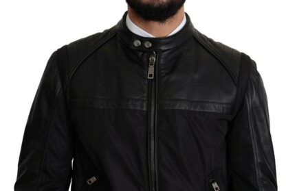 Dolce & Gabbana - Elegant Black Bomber with Leather Accents