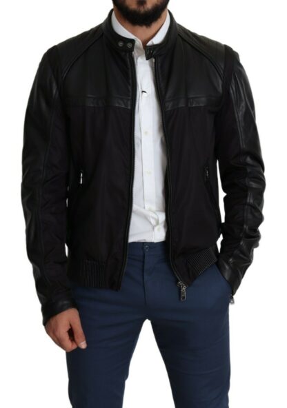 Dolce & Gabbana - Elegant Black Bomber with Leather Accents