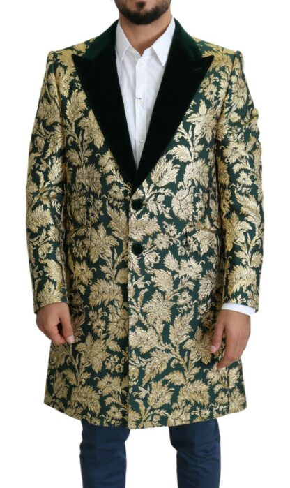 Dolce & Gabbana - Elegant Gold Green Jacquard Sicilia Jacket