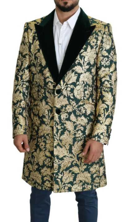 Dolce & Gabbana - Elegant Gold Green Jacquard Sicilia Jacket