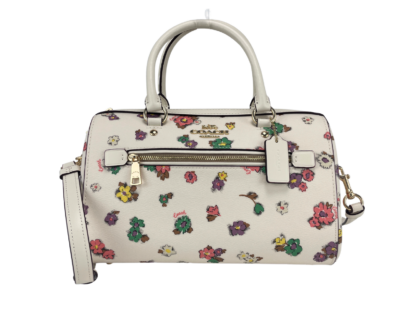 COACH - (CA229) Floral Field Leather Rowan Medium Satchel Handbag Purse Crossbody