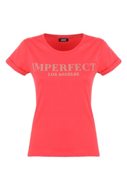 Imperfect - Chic Pink Cotton Logo Tee for Women