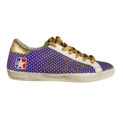 Golden Goose - Purple Mesh Glitter Sneakers with Golden Accents